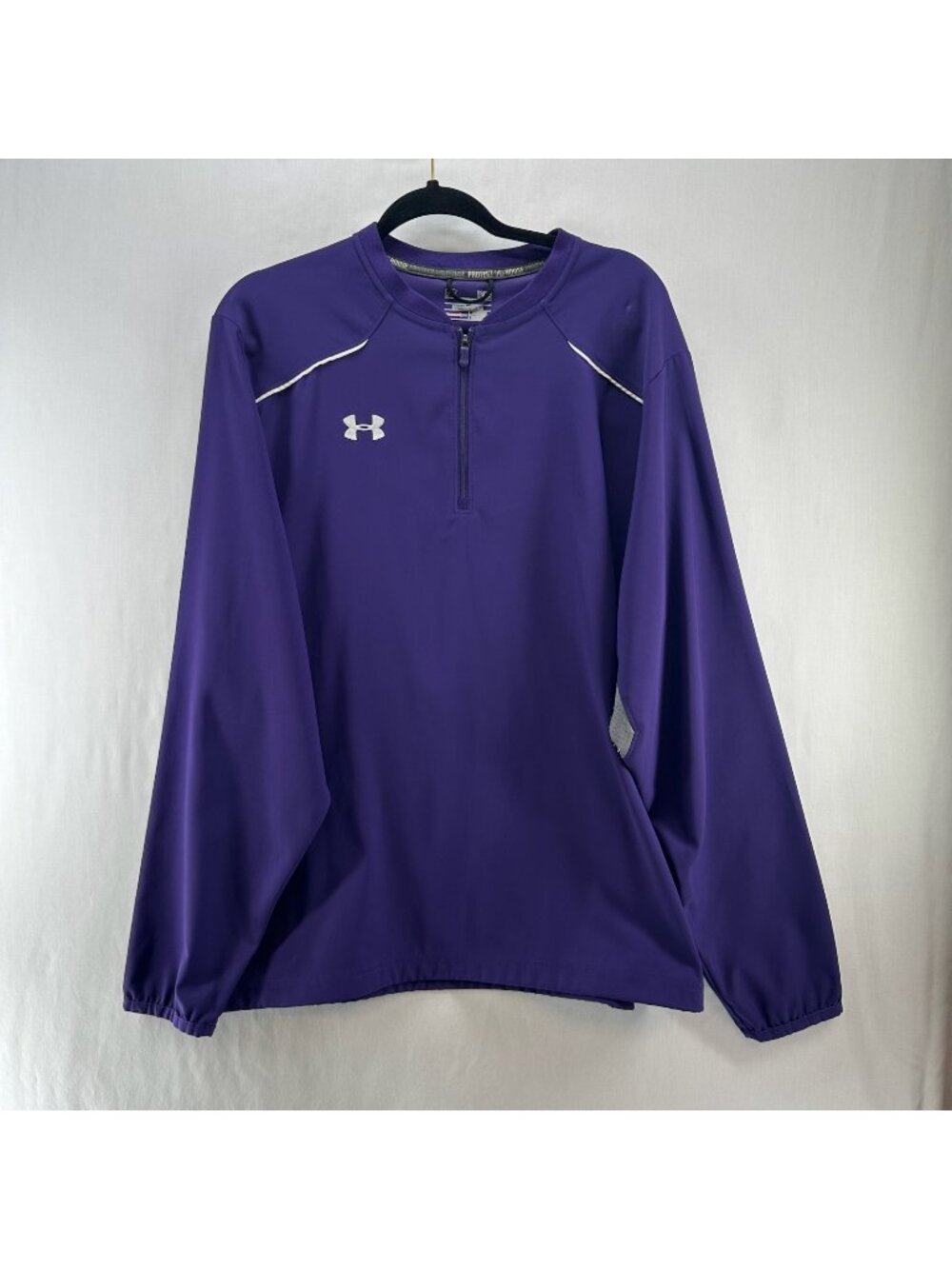 Under Armour Ultimate Cage Jacket Men L Mesh Vent Windbreaker Quarter Zip Purple